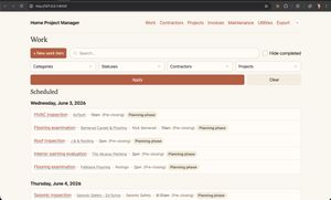 Home Project Manager web app screenshot
