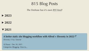 Showing 2 years of collapsed details element and part of one not collapsed